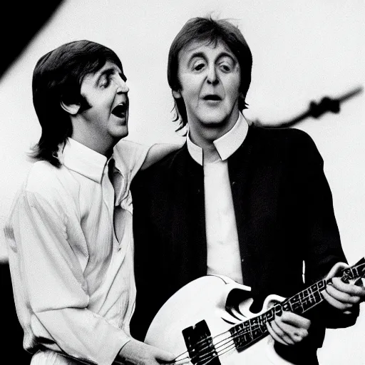 Image similar to Paul McCartney and John Lennon in concert, 2019