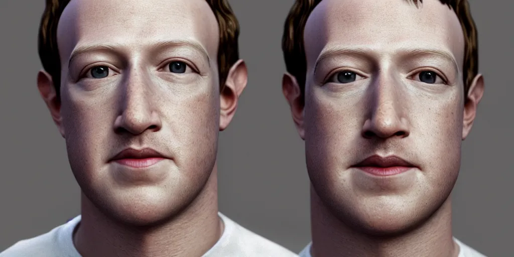 Image similar to mark zuckerberg with long beautiful beards, realistic 3 d render