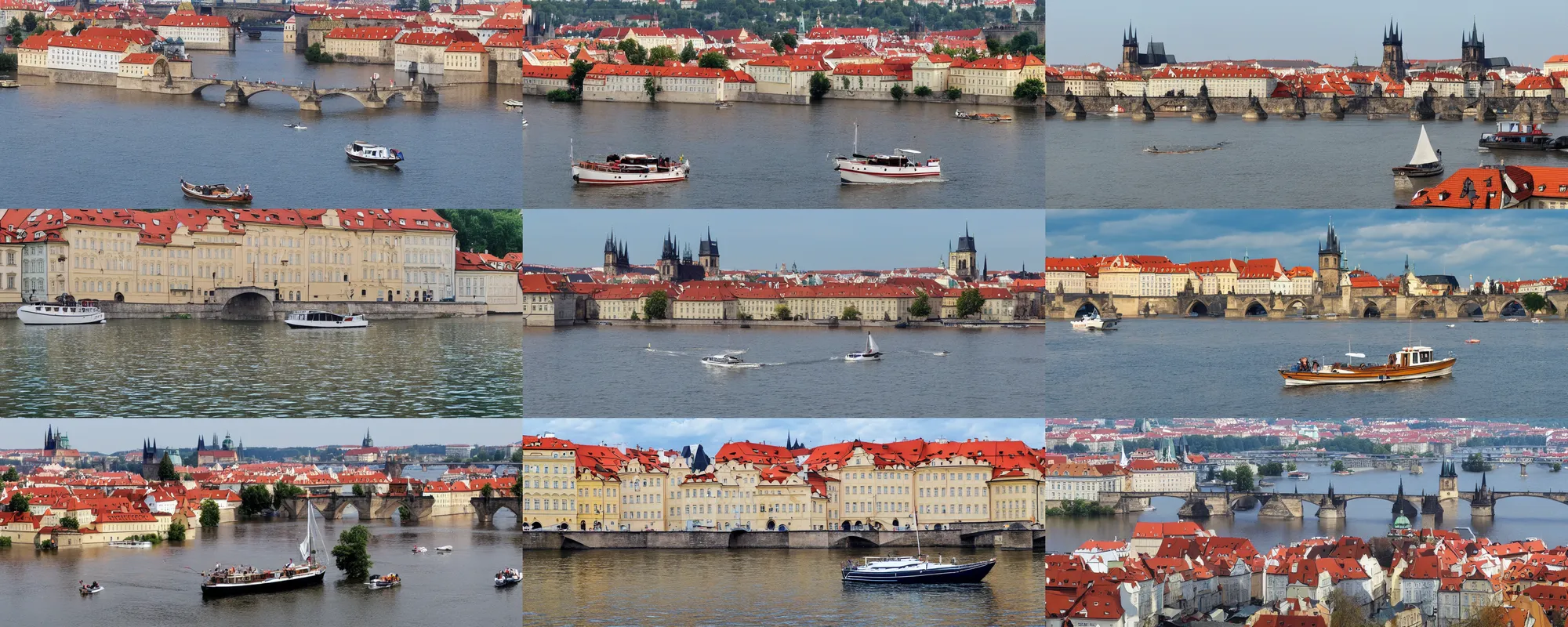 Prompt: Sailing boat in Prague