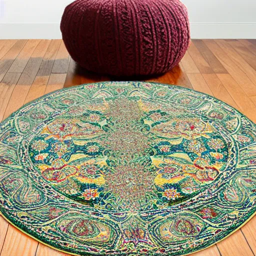 Prompt: close - up photo persian kiwi ornaments rug