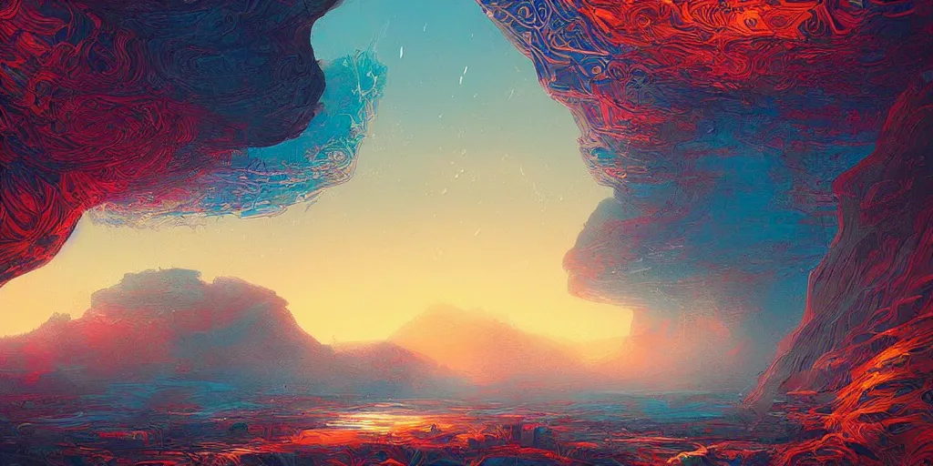 Image similar to landscape, android jones, alena aenami