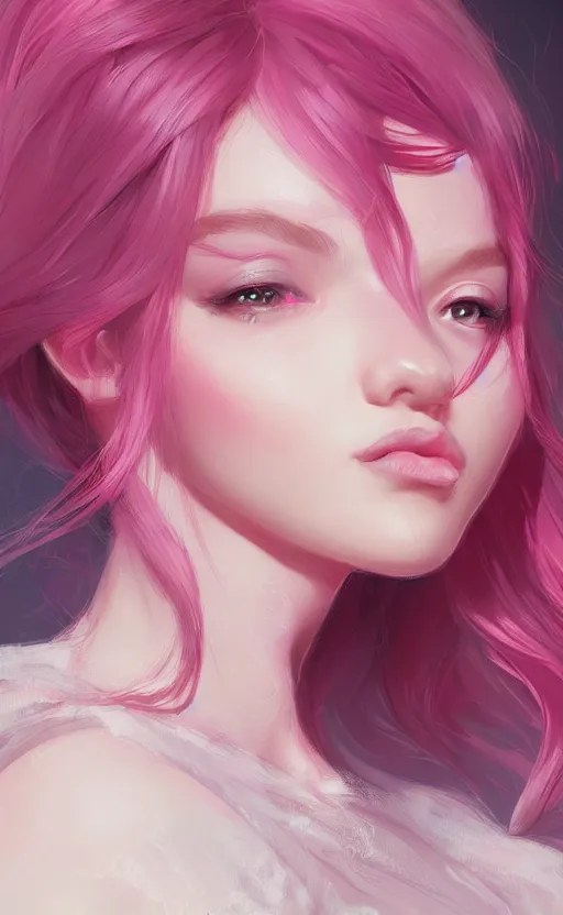 Image similar to teen girl, pink hair, gorgeous, amazing, elegant, intricate, highly detailed, digital painting, artstation, concept art, sharp focus, illustration, art by Ross tran