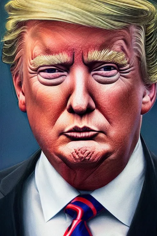 Prompt: photorealistic portrait photograph of donald trump!! with a nuclear missile, handsome, depth of field, soft focus, highly detailed, intricate, realistic, national geographic cover, soft glow, textured, artstation, concept art, sharp focus, illustration, art by artgerm and greg rutkowski and alphonse mucha