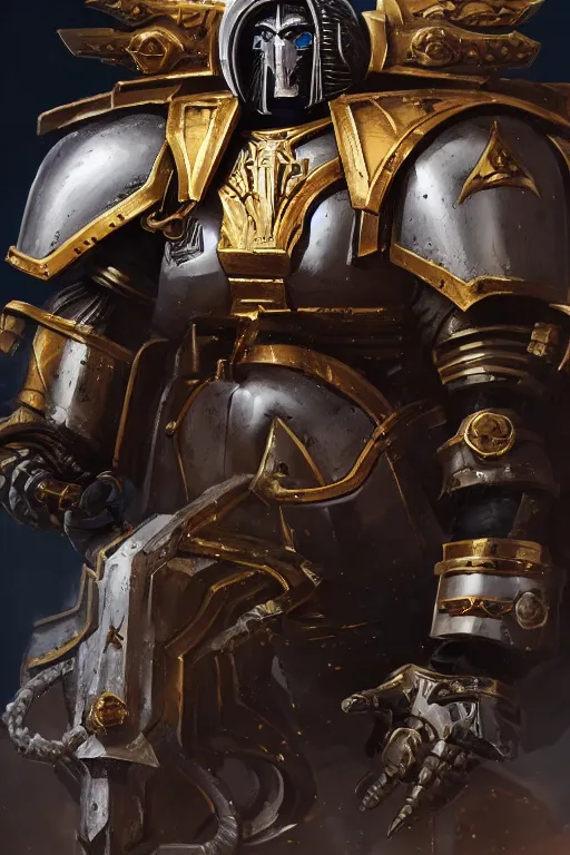 Image similar to armor portrait heros warhammer 4 0 k horus heresy fanart - the primarchs emperor by johannes helgeson animated with vfx concept artist & illustrator global illumination ray tracing hdr fanart arstation zbrush central hardmesh 8 k octane renderer comics stylized