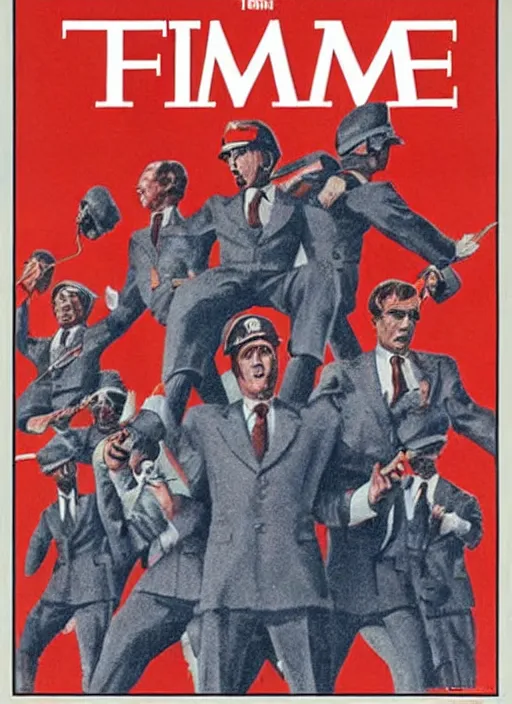 Prompt: Fascist TIme Magazine Cover of 1980, 8K, sharp focus, HD