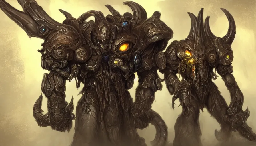 Prompt: the fourth race of starcraft 2, heavily inspired by demons and satans, character first look, highly detailed and beautiful concept art