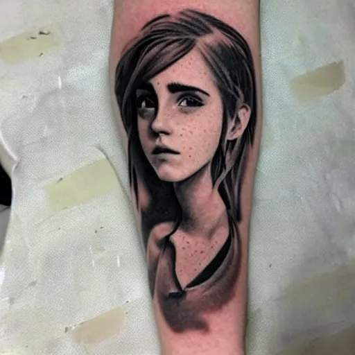 Image similar to tattoo of anime emma watson on arm back