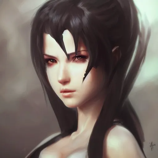 Image similar to kerli koiv as tifa lockhart, character headshot concept art, sharp, digital matte painting, art by artgerm, greg rutkowski, wlop, dramatic lighting, trending on artstation