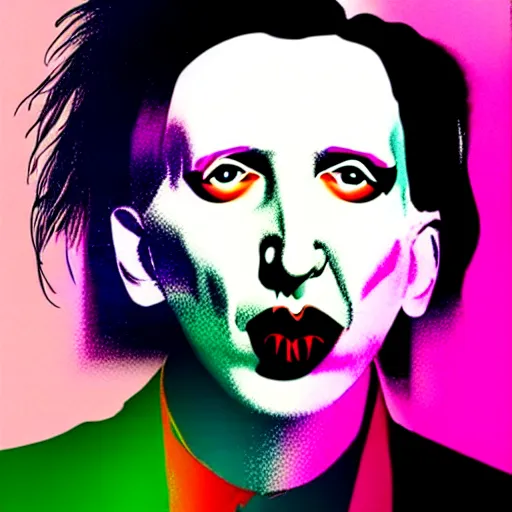 Image similar to an extremely psychedelic portrait of marilyn manson as andy warhol, surreal, lsd, face, detailed, intricate, elegant, lithe, highly detailed, digital painting, artstation, concept art, smooth, sharp focus, illustration