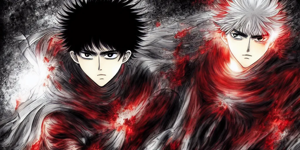 Prompt: exploding eyes, berserk, 4 k resolution, comic style ， by miura kentaro, ultra detailed,