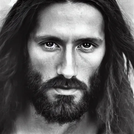 Photograph Portrait Of Jesus Christ, B&W, Vogue | Stable Diffusion ...