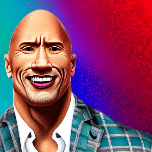 Image similar to dwayne the rock johnson in the style of an instagram baddie