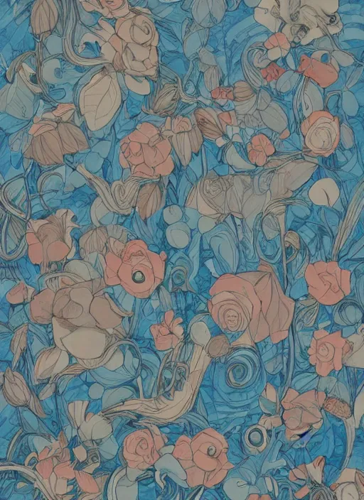 Image similar to painted wall background muted colors james jean style