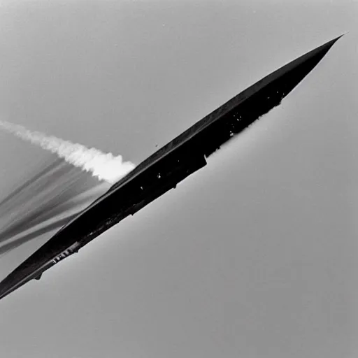 Image similar to sr - 7 1 flying at the edge of the atmosphere with a heat trail following it.