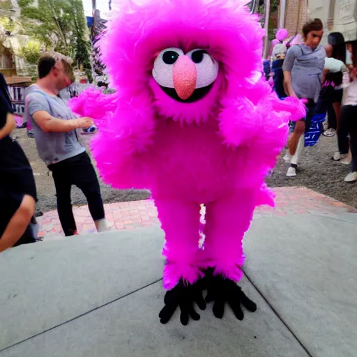 Image similar to hot pink feather boa muppet at furry convention