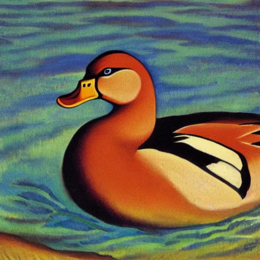 Prompt: a duck on the prowl oil painting francis picabia