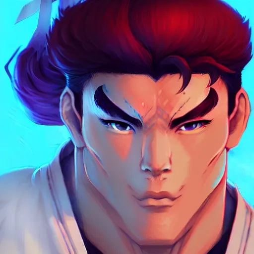 Image similar to a portrait of ryu from street fighter 2, art by lois van baarle and loish and ross tran and rossdraws and sam yang and samdoesarts and artgerm, digital art, highly detailed, intricate, sharp focus, trending on artstation hq, deviantart, unreal engine 5, 4 k uhd image