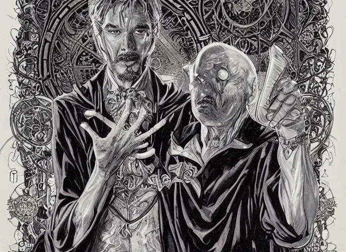 Image similar to a highly detailed satanic portrait of stephen strange, james gurney, james jean