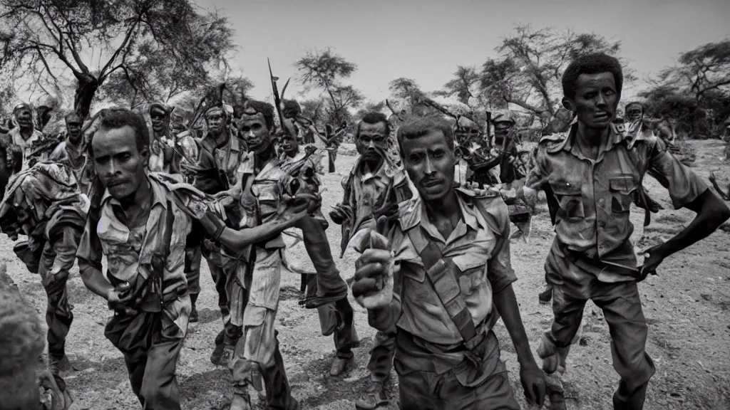 Prompt: ethiopian civil war, red terror, wide angle, new york times