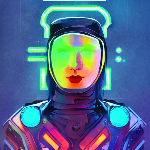 Image similar to technicolor cyber hacker, watercolor, 2077, neon, artstation