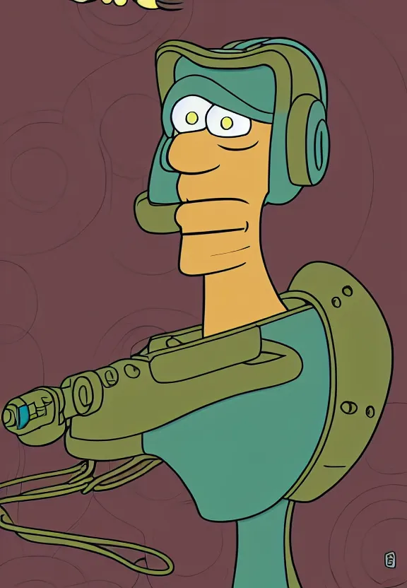 Image similar to portrait of a character from the show futurama, looking at camera, extremely detailed concept art, smooth, sharp focus, illustration, art by matt groening, futurama artstyle