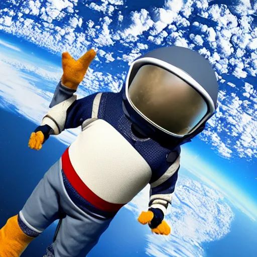 Image similar to a womble in space in a spacesuit