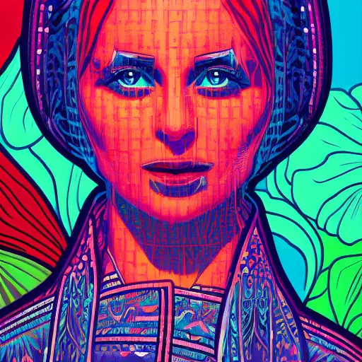 Image similar to the mona liza painted by dan mumford