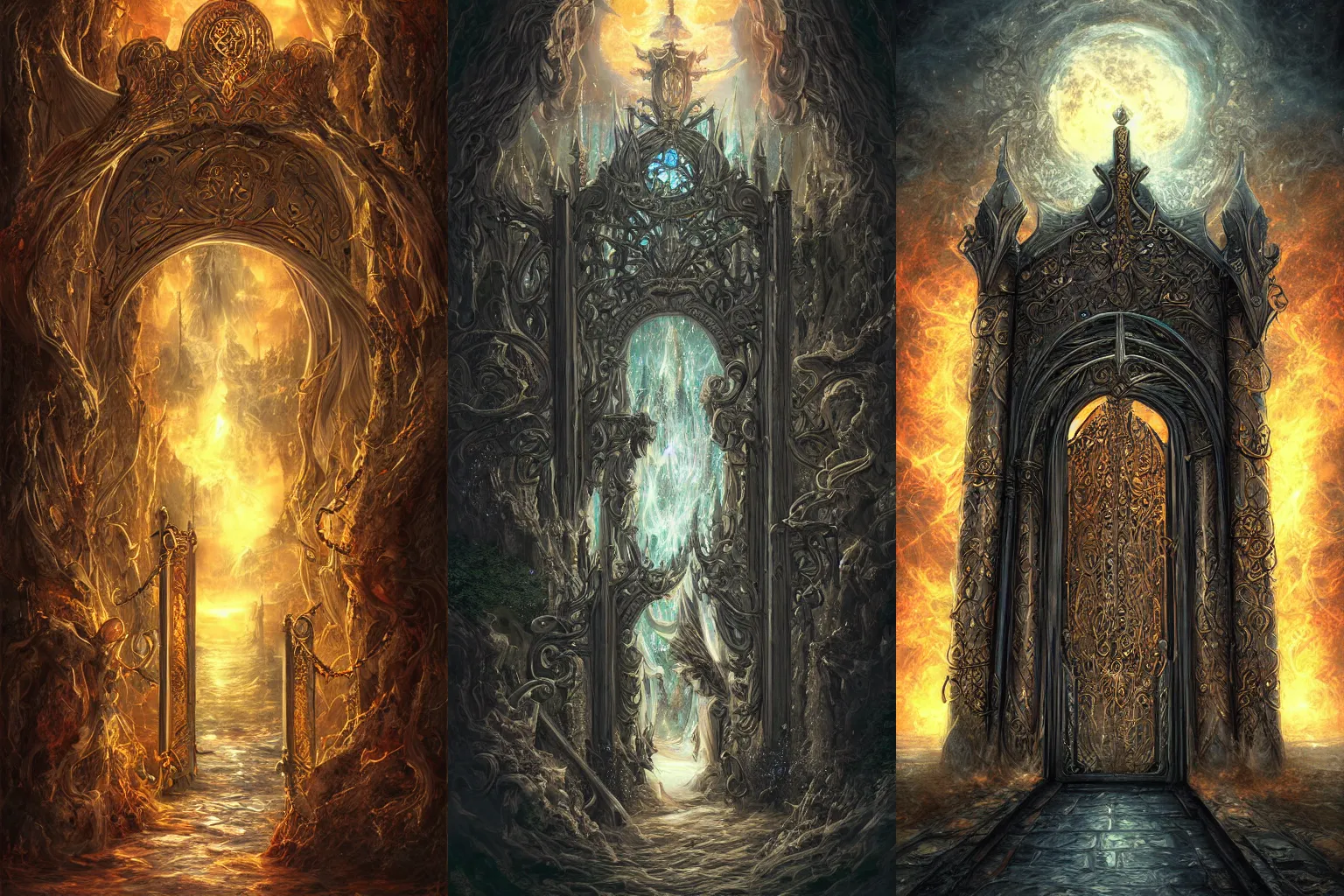 Prompt: The gate to the eternal kingdom of spirits, fantasy, digital art, HD, detailed.