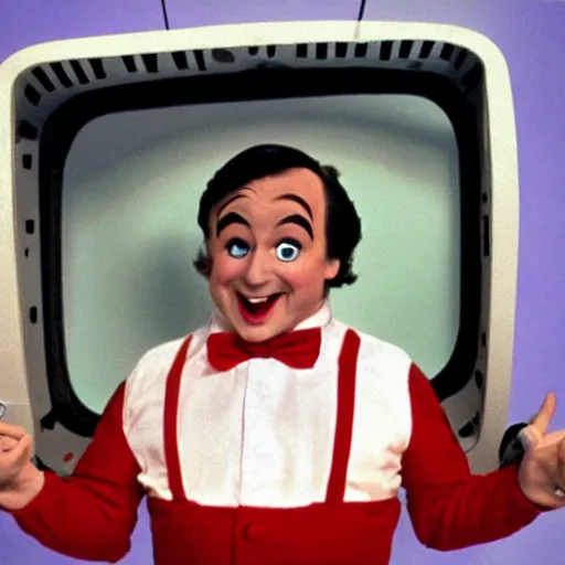 Prompt: jack black as peewee herman, peewee's playhouse, tv still