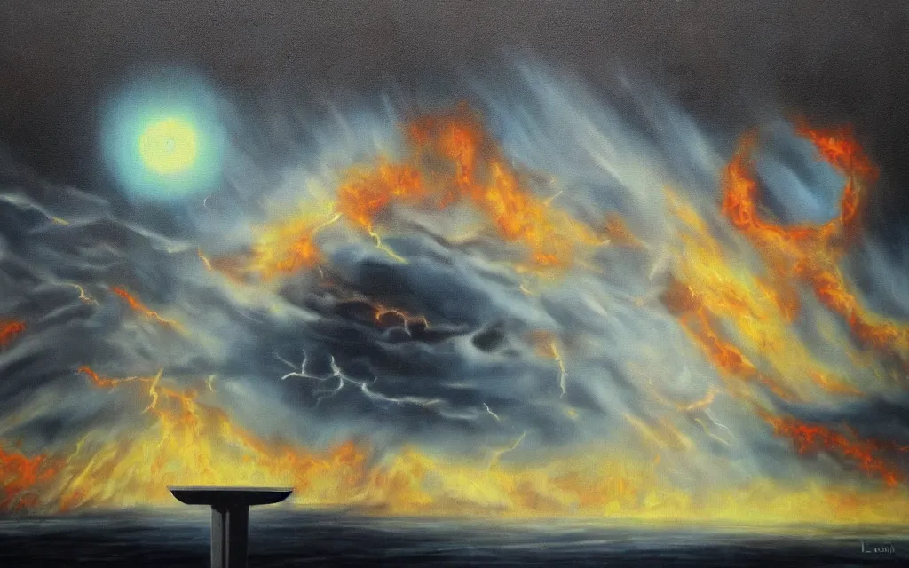 Image similar to the end of the world, doomsday, style of a painting by leona creo