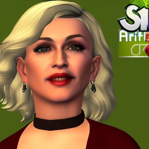 Image similar to a medium shot of madonna. snapshot from the sims