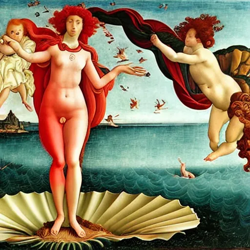 Prompt: a frame from a live action movie by birth of venus by boticelli