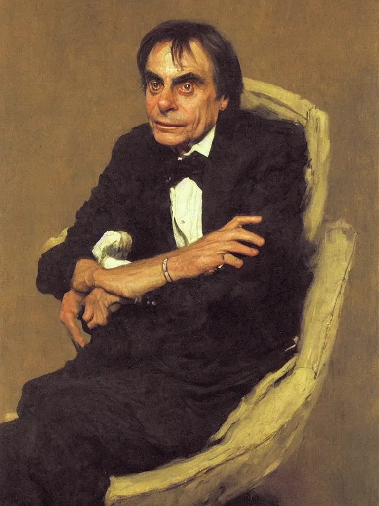 Image similar to portrait of Carl Sagan, by Ilya Repin