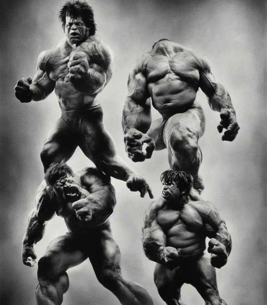Image similar to a color photo portrait of the incredible hulk looking angry in new york city by richard avedon dramatic lighting.