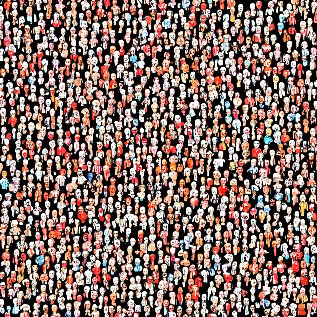 Image similar to a huge puzzle to find where's waldo