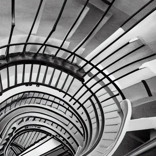 Image similar to black and white surreal photograph, highly detailed vast space made of stairsteps, sideview, detailed textures, natural light, mist, architecture photography, film grain, soft vignette, sigma 1 4 mm f / 1. 4 1 / 1 0 sec shutter, imax 7 0 mm footage