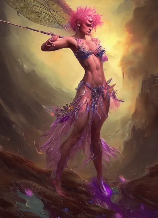 Image similar to digital _ painting _ of _ adult female rave fairy _ by _ filipe _ pagliuso _ and _ justin _ gerard _ symmetric _ fantasy _ crying tsunami _ highly _ detailed _ realistic _ intricate _ port