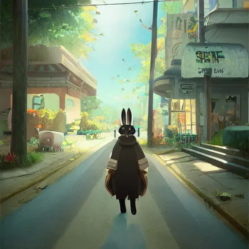 Image similar to Bad Bunny in Kino’s Journey (2003), award winning, trending on artstation, trending on cgsociety, highly detailed