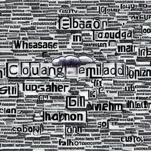 Prompt: a cloud made of words in different languages, digital art, amazing quality, very detailed