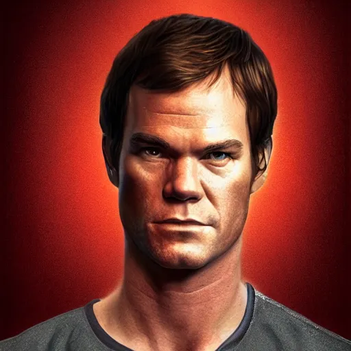 Image similar to Photorealistic Dexter Morgan. Hyperdetailed photorealism, 108 megapixels, amazing depth, glowing rich colors, powerful imagery, psychedelic Overtones, 3D finalrender, 3d shading, cinematic lighting, artstation concept art
