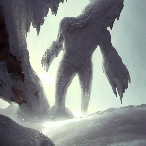 Prompt: Giant humanoid ice monster by greg rutkowski