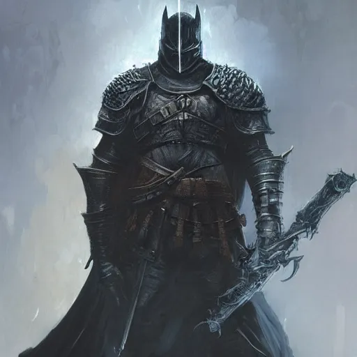 Image similar to The Dark Souls Knight, full body artwork by Craig Mullins, Simon Bisley, Gregory Manchess, Fernanda Suarez, Artem Demura, Alphonse Mucha, Donato Giancola, Jason Felix, Steve Argyle, Tyler Jacobson, Peter Mohrbacher, digital art, trending on artstation