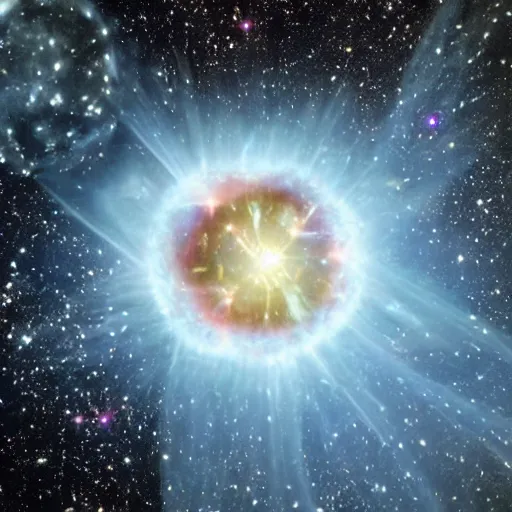 Prompt: spread the emotion gratitude throughout the universe, supernova, as seen from the moon,