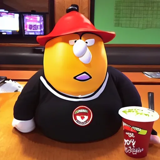 Image similar to eric cartman working at applebee's