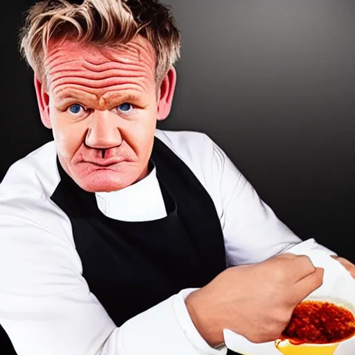 Image similar to < photo hd trending > gordon ramsey upset about being served boiled rocks < photo >