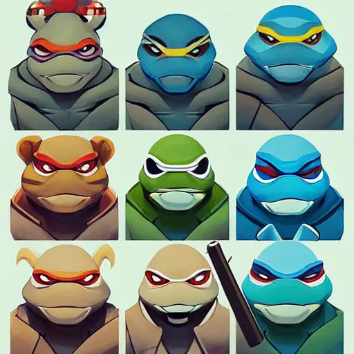 Image similar to face icon stylized minimalist teenage mutant ninja turtles, loftis, cory behance hd by jesper ejsing, by rhads, makoto shinkai and lois van baarle, ilya kuvshinov, rossdraws global illumination