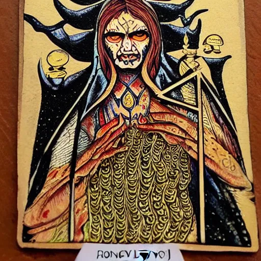 Image similar to a tarot card of the devil, painted by ronny khalil, intricate art, ultra detailed.