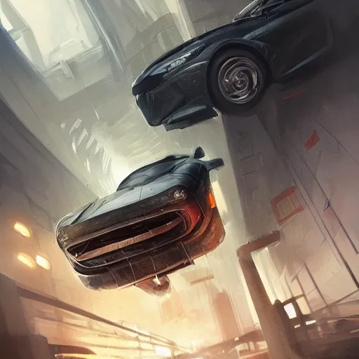 Image similar to long and heavy car, elegant, digital painting, concept art, smooth, sharp focus, art style from Wang Ke and Greg Rutkowski and Bruce Kaiser and Scott Robertson and Dmitry Mazurkevich and Doruk Erdem and Jon Sibal, small style cue from Blade Runner and Minority Report and iRobots