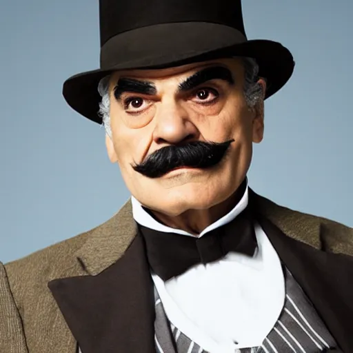 Image similar to david suchet as hercule poirot