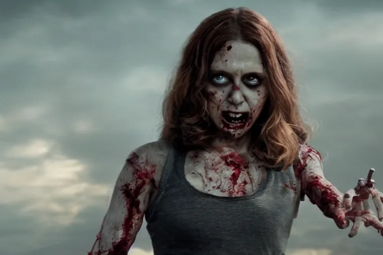 Image similar to film still of zombie Wanda Maximoff in new avengers movie, 4k